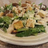 Grilled Chicken Caesar Salad · Chicken, Parmesan cheese, croutons, with Caesar dressing.