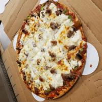 Rush Street Pizza · Sausage, green peppers, onions, mushrooms and ricotta cheese.