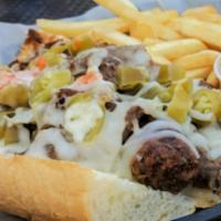 Chicago Combo Sandwich · A city favorite, Italian sausage topped with Italian beef served on French or garlic bread w...