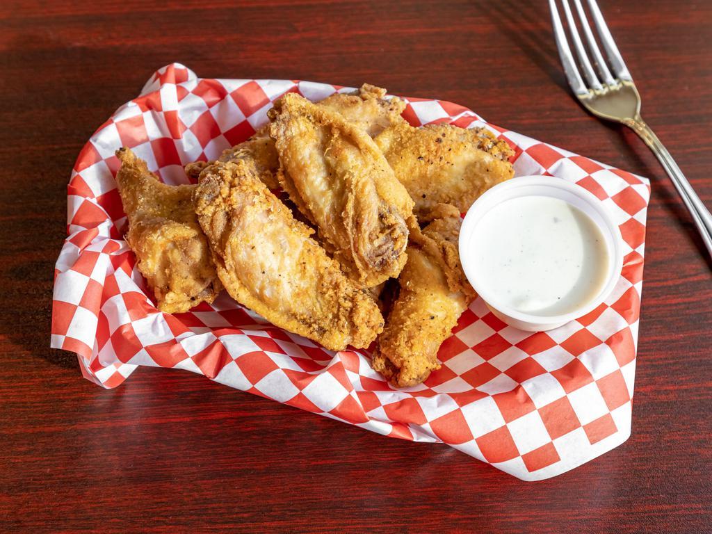 Fried Chicken Wings  (6 pcs) · 6 pieces. Cooked in oil. Deep fried wing of a chicken coated in seasoning flour. 