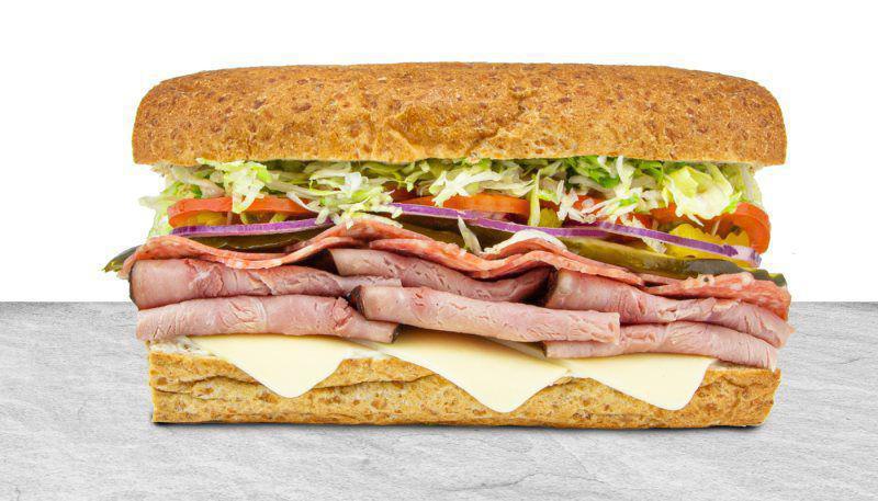 #7. Ham, Salami & Swiss Sandwich · Handcrafted sandwich on a toasted French roll with premium smoked ham, salami and aged Swiss cheese.