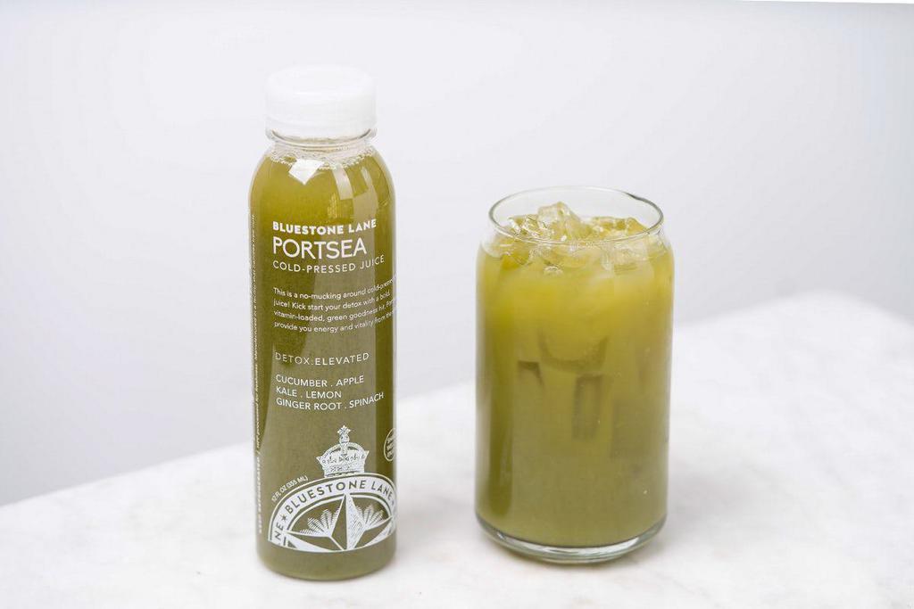 Portsea Juice (12oz) · Freshly cold pressed 12oz juices made with the finest cucumber, apple, kale, lemon, ginger root and spinach