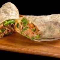 Beef Burrito · Shredded beef, onion, bell pepper, tomato.