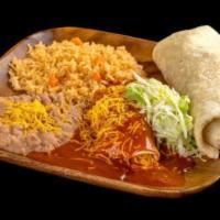 19. Burrito and Enchilada Combo Plate · 1 shredded beef burrito and 1 cheese enchilada.