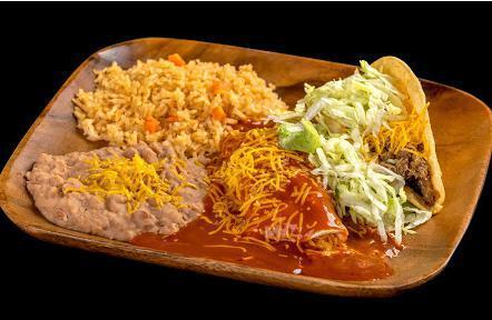20. Taco and Enchilada Combo Plate · 1 shredded beef taco and 1 cheese enchilada.