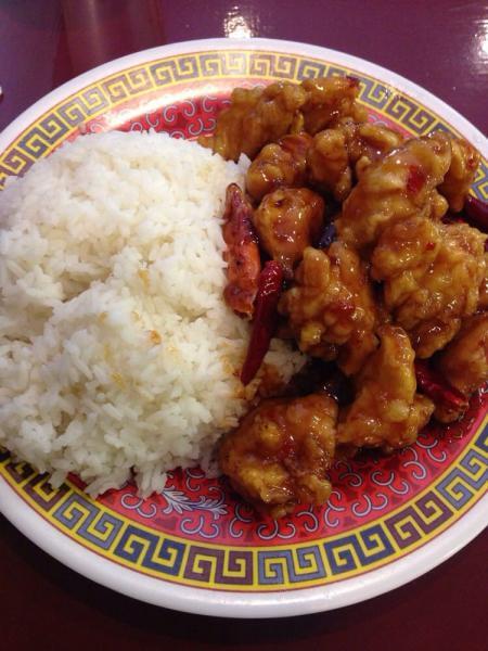General Tso's Chicken over Rice · Crispy chunks of chicken sauteed with steamed broccoli in a special tangy sauce. Spicy.