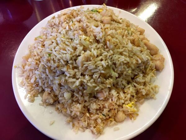 Chicken Fried Rice · Prepared steamed white rice with soy sauce, eggs, peas, carrots and green onions.