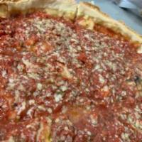 Chicago Deep Dish Pizza · A classic stuffed deep dish with crust made from scratch, paired with your favorite toppings...