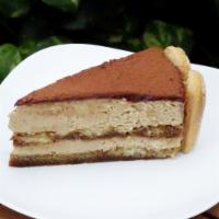 Tiramisu Cake · Tiramisu cake slice, with caramel on top