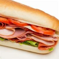 Italian Cold Cuts Sub · Fresh sub roll overstuffed with sliced ham and salami, provolone cheese and your choice of t...