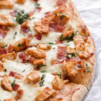 BBQ Chicken Pizza · Fresh grilled chicken dipped in BBQ sauce and topped with extra cheese. 