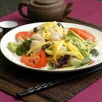 B1. Fresh Mango Shrimp Salad · Boiled shrimp, mango, romaine lettuce, tomato, cucumber and olive oil. 