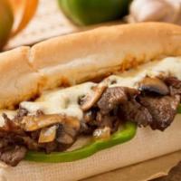 Philly Cheesesteak  · Steak, melted cheese, green peppers and onions.