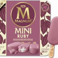 Magnum Mini Ruby Ice Cream Bars · Sweet cream ice cream with a ruby cacao shell. Unique berry fruitiness, luscious smoothness ...