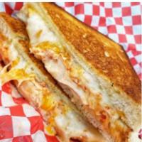 Lobster Cheese Melt · Havarti, muenster, and cheddar cheese, lobster meat, Japanese white toast, garlic sauce, gri...