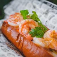 Buttah Shrimp Roll Sandwich · Fresh butter roll, poached peeled shrimp, lettuce, pickled Asian veg, onion, cilantro, Asian...