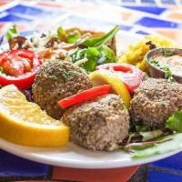 New! Lebanese Beef Kibbeh · Baked Marin Sun Farm ground beef with cracked wheat, pine nuts and spices. Served over rice ...