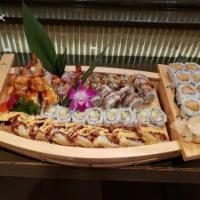 Sushi and Roll for 3 Dinner · Spicy yellowtail roll, shrimp tempura roll, angel roll, godzilla roll and 14 pieces of sushi...