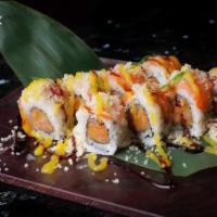 NY Roll (8pcs) · Crunchy spicy yellow tail. Topped with tuna, shrimp, smoked salmon. Raw.