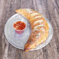 Cheese Calzone · Hand tossed dough filled with seasoned ricotta, mozzarella, and Parmesan cheese.