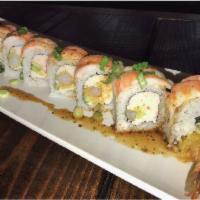 8 Piece Shrimp Killer Roll · Inside: Shrimp tempura, crab meat and cucumber. Topped with sushi shrimp and served with mus...