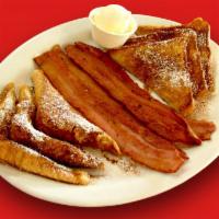 French Toast with Bacon · Panfried bread.