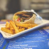 Gyro  · Served with lettuce, tomatoes, red onions and tzatziki sauce.
