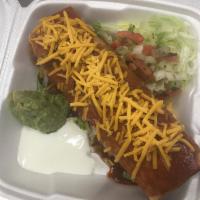 Carne Asada Chimichang · Steak beans and melted cheese deep fried burrito 