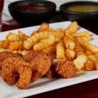 Kid’s Breaded Shrimp · 4 pieces. Served with a side of fries.