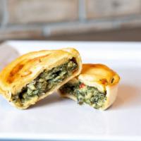 The Joey Pie · Spinach, mushroom, roasted red peppers and cheese.