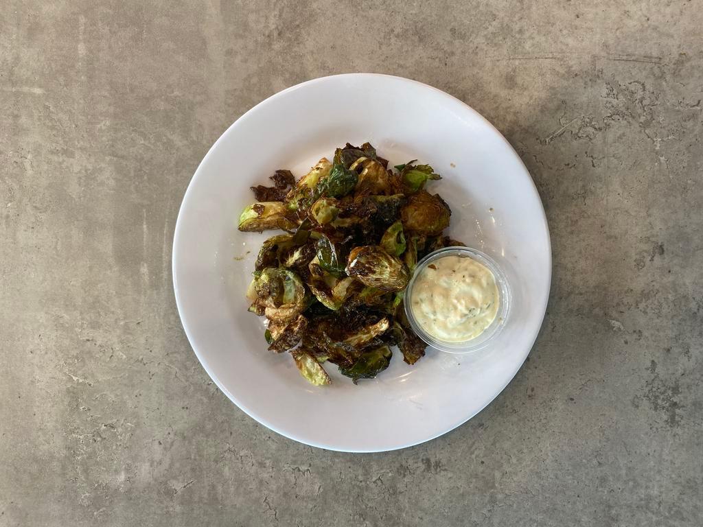 Crispy Brussel Sprouts · brussel sprouts, jalapeno aioli