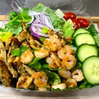 Grilled Shrimp Salad · Our famous shop salad with grilled shrimp.