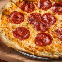 Pepperoni Pizza · thin-sliced pepperoni, mozzarella and marinara