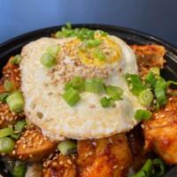 Chicken Bulgogi Bowl · Tender chicken marinated in our signature Bulgogi marinade served fresh off the grill over r...