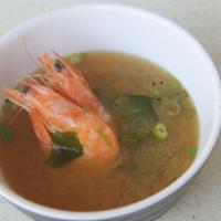 Shrimp Miso Soup · Shrimp Miso Soup with Tofu + Green Onion + Seaweed (with no noodle)