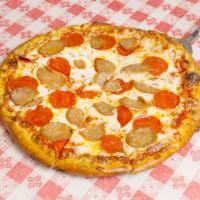 Meat Lovers Pizza · Sausage, pepperoni, meatballs, ham and bacon.