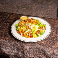 Scandanavian Chopped Salad · Entree Salad with Chopped Romaine, Bacon, Bell Peppers, Tomatoes, Cucumbers, Red Onion, and ...
