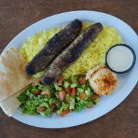 Kafta Kabob · Served with Rice,salad,Hummus