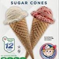 Sugar Cones · Box of 12 sugar cones.  Gluten Free!
