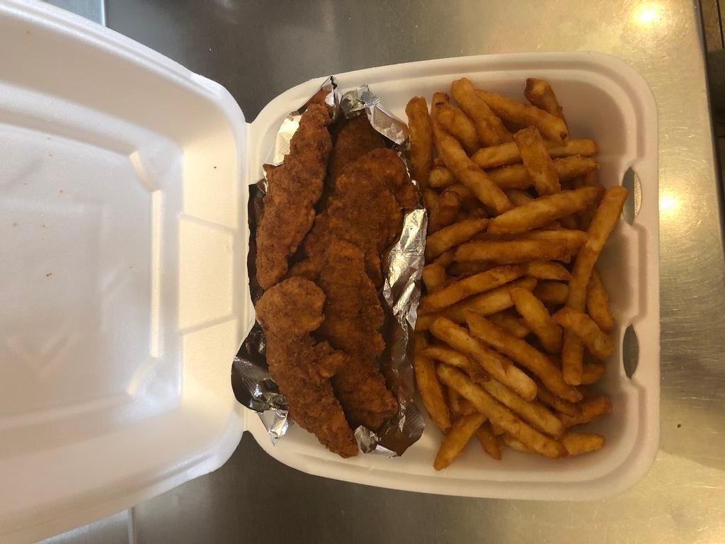 6 Piece Chicken Finger Plate Dinner · Served with salad, french fries or rice.