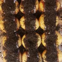 Oreo Mini Donut · Chocolate Drizzle, Vanilla Drizzle, Oreo Cookie Crumbles!