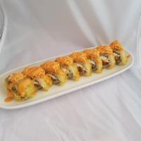 Monster Roll · Deep-fried roll and spicy. Deep-fried spicy tuna, unagi and cream cheese, topped with spicy ...