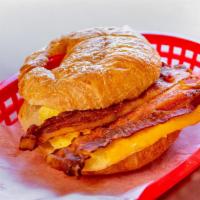 6. Bacon, Egg and Cheese Croissant · A butter croissant with bacon, egg, and American cheese.