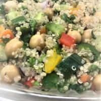 QUINOA SALAD · QUINOA, RED & YELLOW BELL PEPPERS, CUCUMBER, RED ONION, CHICKPEA, LEMON, PARSLEY, SALAD OIL,...