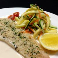 Herb Crusted White Fish · White fish seasoned with fresh oregano, parsley, thyme, panko breading mix served with sauté...