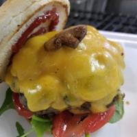 My Way Burger · Choose your favorite toppings: Cheddar cheese, Swiss cheese, American cheese, mushrooms, gri...