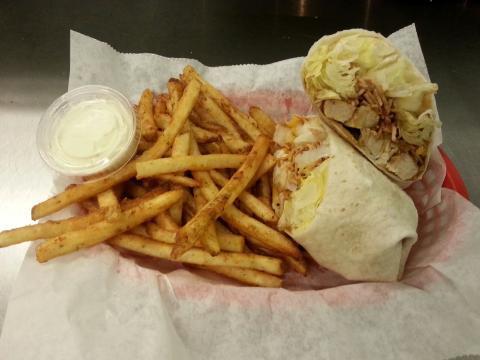 Asian Wrap · Grilled Chicken, Cheddar Cheese, Lettuce, Tomato, Pineapple & Teriyaki Sauce.

