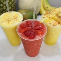Real Fruit Smoothie  · Blended fruit smoothie with your fruit choice of, strawberry, mango or pineapple.