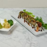 Nagoya Roll · Shrimp Tempura, Avocado, Cucumber, Eel, Avocado, Unagi Sauce