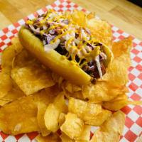 Carolina  · Homemade chili, coleslaw, mustard. Quarter pound all beef Frank and a side of house-made chi...